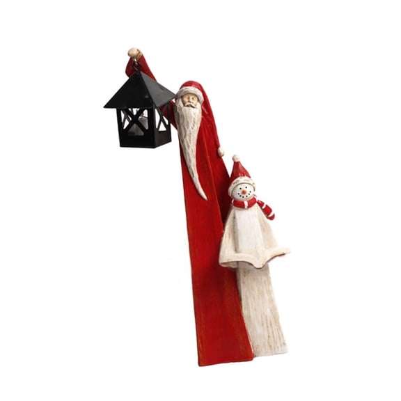 Festival Snowman Santa Lamp Figurine Ornament Resin Craft For Living Room Entryway Holiday Decoration
