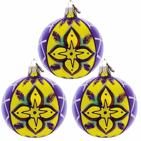 Santa Land 4.00In Gold Fleur-De-Orleans, Glass, Ornament Ball Mardi Gras Krewe 20M1100gold