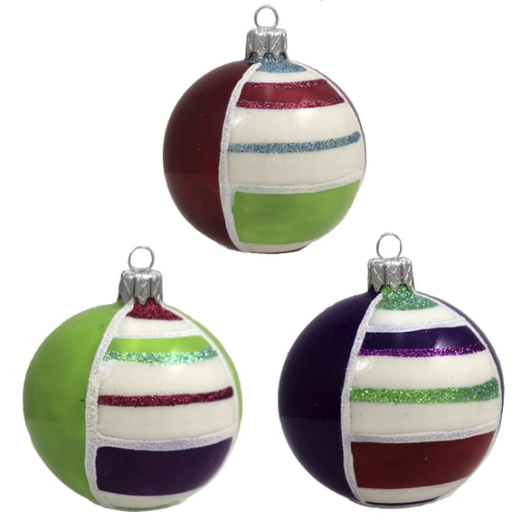 Santa Land 4.00In Candyland Stripes S/3, Glass, Ornament Candy Sweet Treat Hard 20M1080