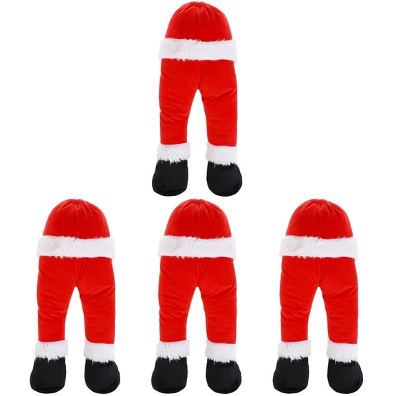 Santa Legs Christmas Tree Decorations, 4pcs Red Fake Santa Legs Hanging Ornaments for Xmas Tree
