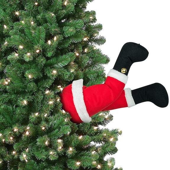 Santa Legs Christmas Tree Decorations Animated Santa Legs Indoor Stuck in The Tree Decor Fake Leg Stuck Tree Toppers Xmas Holiday Decorations Fireplace Ornaments Red