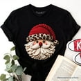thumbnail image 1 of Santa Leopard Hat Christmas T-Shirt, Imitation Latch Hook Yarn Cozy Tee, 1 of 8
