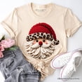 thumbnail image 1 of Santa Leopard Hat Christmas T-Shirt, Imitation Latch Hook Yarn Cozy Tee, 1 of 8