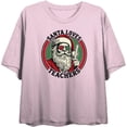 thumbnail image 1 of Santa Loves Teachers Women's Pink Crew Neck Short Sleeve Crop Tee-XS, 1 of 4