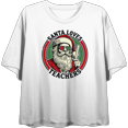 thumbnail image 1 of Santa Loves Teachers Women's White Crew Neck Short Sleeve Crop Tee-XL, 1 of 3