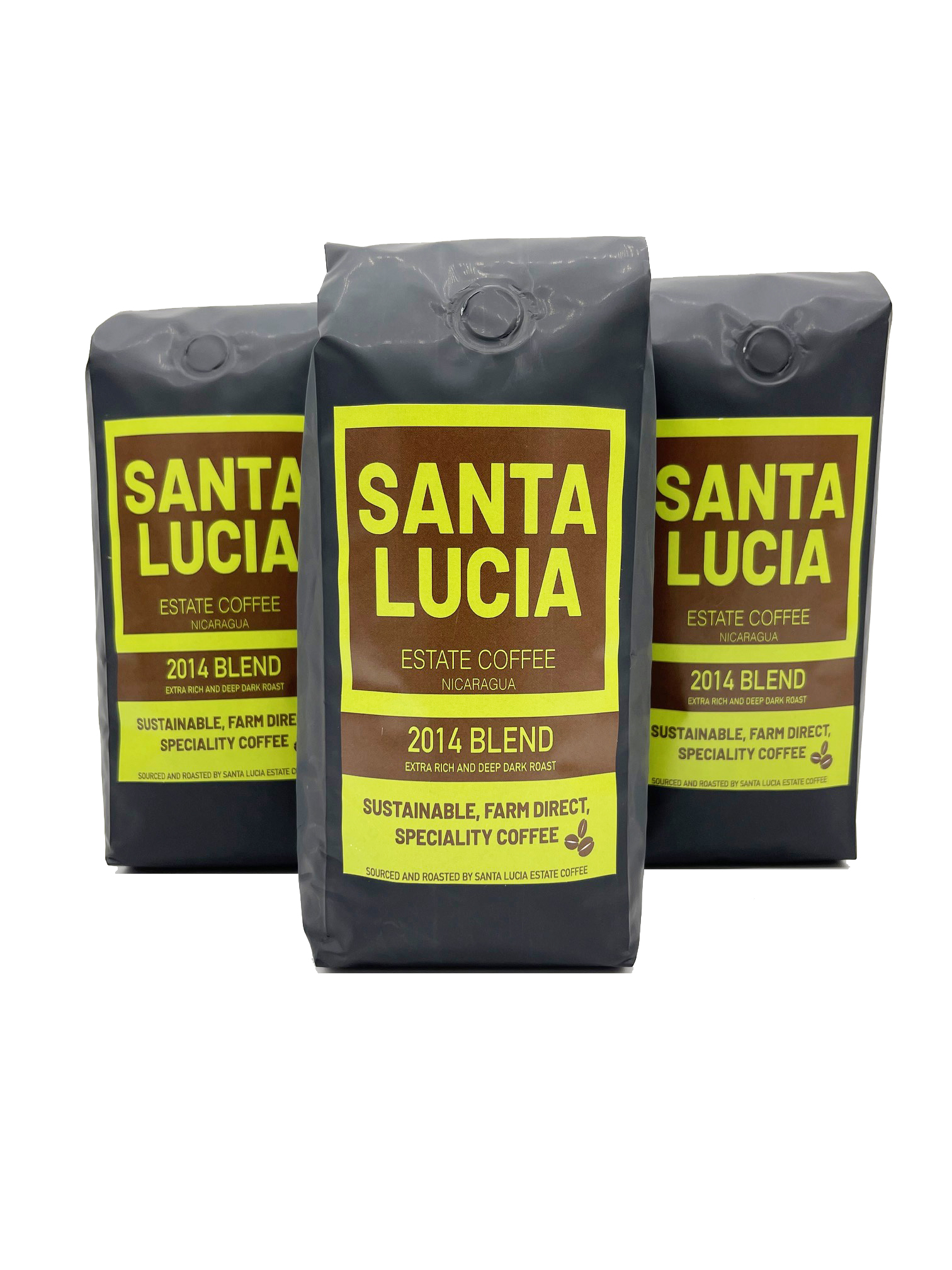 Santa Lucia Coffee 2014 Deep Roast 3 Pounds (3-16oz Bags) Whole Bean