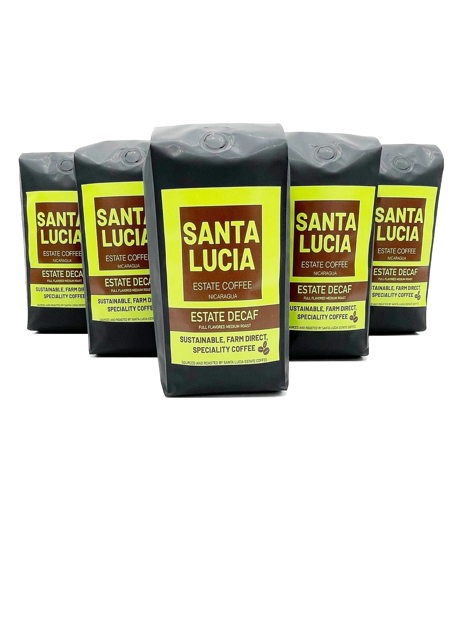 Santa Lucia Coffee Estate Decaf Roast 5 Pounds (5-16oz Bags) Whole Bean