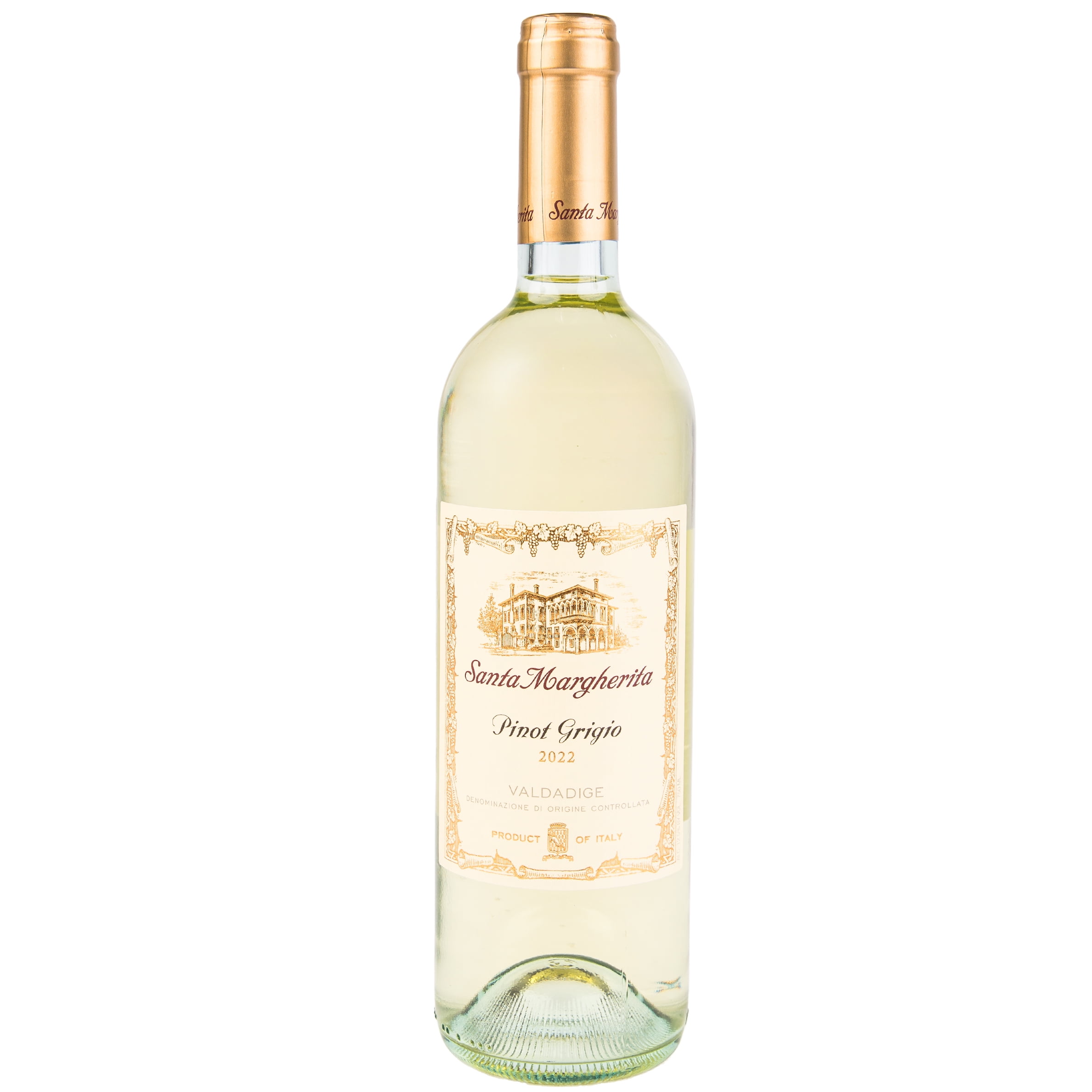 Santa Margherita Pinot Grigio White Wine, Italy, 12.5% ABV, 750 ml Glass Bottle, 5-150ml Servings.