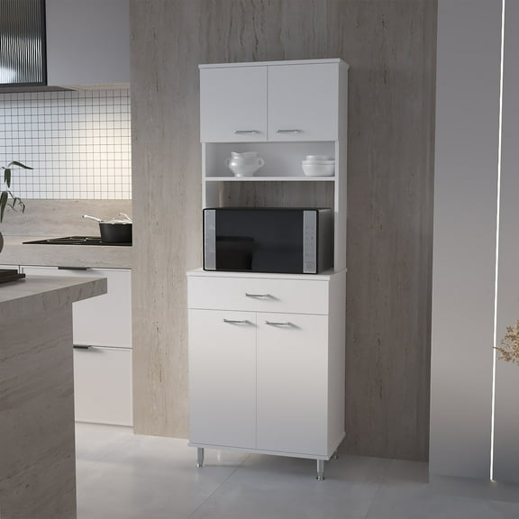 Santa Maria 1-Drawer 1-Shelf Area Pantry with Adjustable Metal Legs White