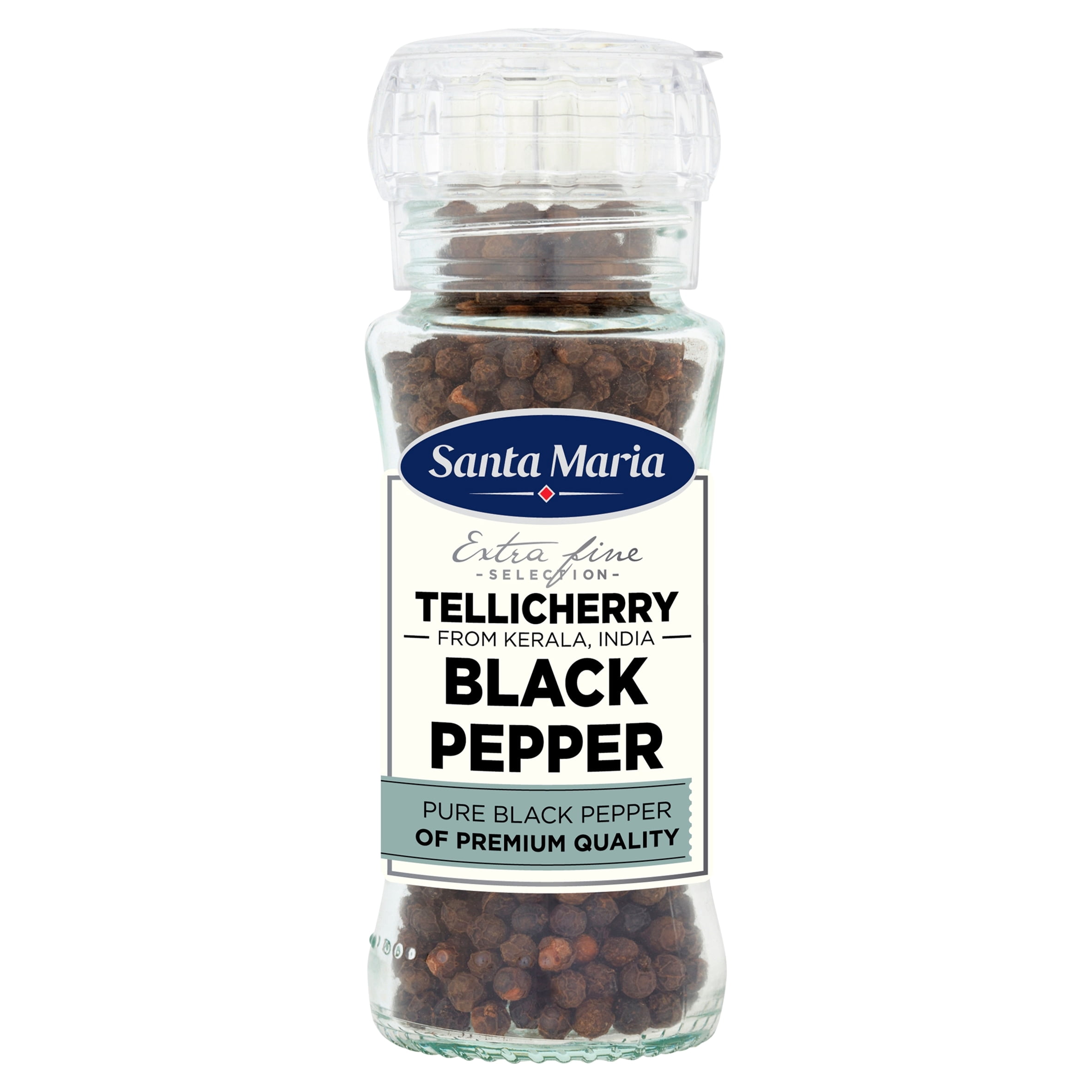 Santa Maria Tellicherry Black Pepper Grinder 70G, Imported from Britain
