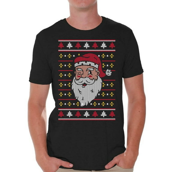 Santa Men Christmas Shirt Xmas Gifts Xmas Pattern Men's Tee Happy Holidays Merry Xmas T-Shirt