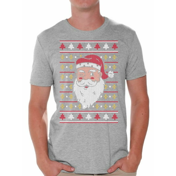 Santa Men Christmas Shirt Xmas Gifts Xmas Pattern Men's Tee Happy Holidays Merry Xmas T-Shirt