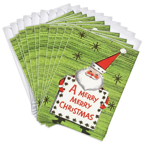 Santa Message Funny Christmas Humor Greeting Cards | 10 Pack Bulk Set (4x6)
