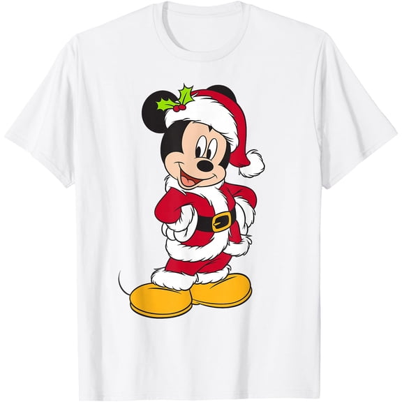Santa Mickey Mouse Holiday Christmas DTG Print Unisex T-Shirt