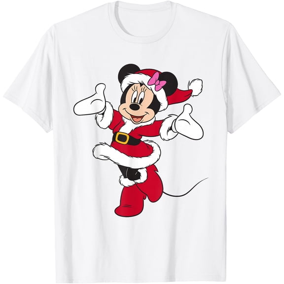 Santa Minnie Mouse Holiday Christmas DTG Print Unisex T-Shirt