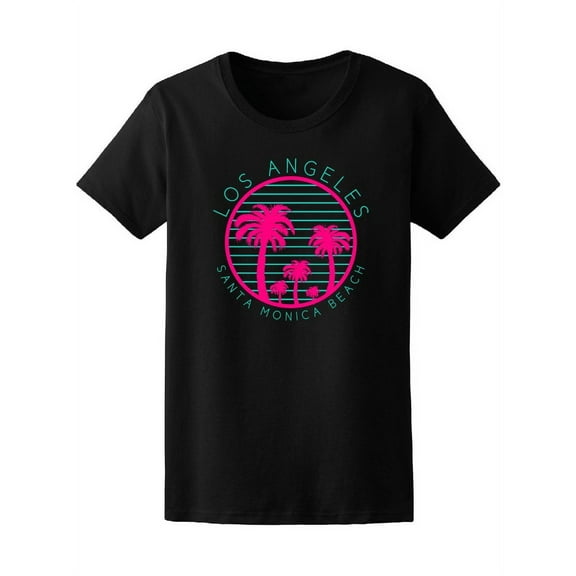 Santa Monica Beach Pink Palms T-Shirt Women -Image by Shutterstock, Female XX-Large
