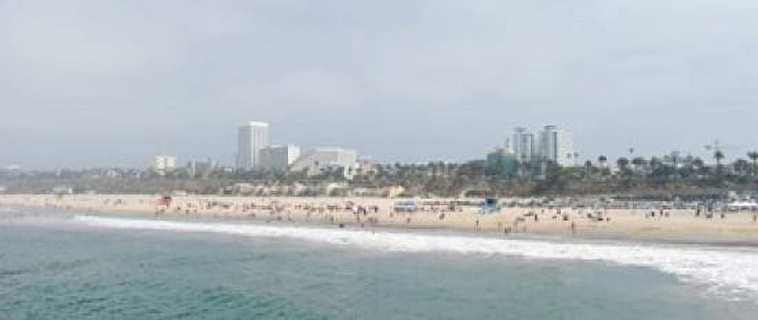 Santa Monica Beach Santa Monica Los Angeles County California USA Canvas Art - Panoramic Images (30 x 13)
