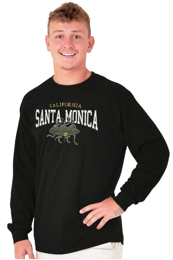 Santa Monica CA Surfing Skeletons Long Sleeve TShirt Men Women Brisco Brands X