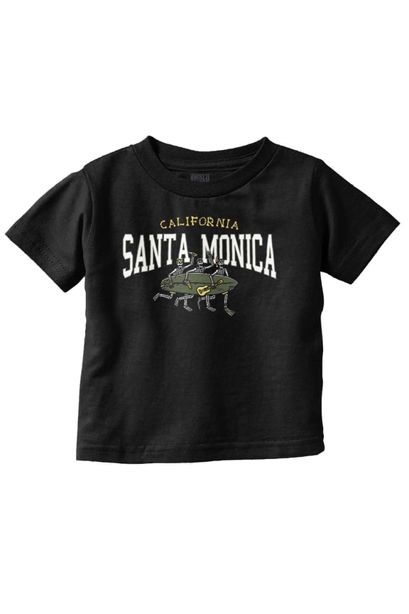 Santa Monica CA Surfing Skeletons Toddler Boy Girl T Shirt Infant Toddler Brisco Brands 18M