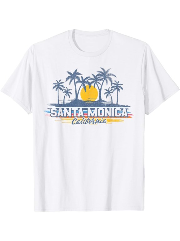 Santa Monica California Retro Palm Trees Sunset Cali T-Shirt