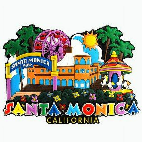 Santa Monica Collage Laser Magnet