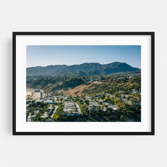 Santa Monica Mountains, Pacific Palisades - Santa Monica California Photography Coast Landscape Mountain Scenic Nature Tropical Palm Tree Black Framed Wall Art Print 5 x 7 inches