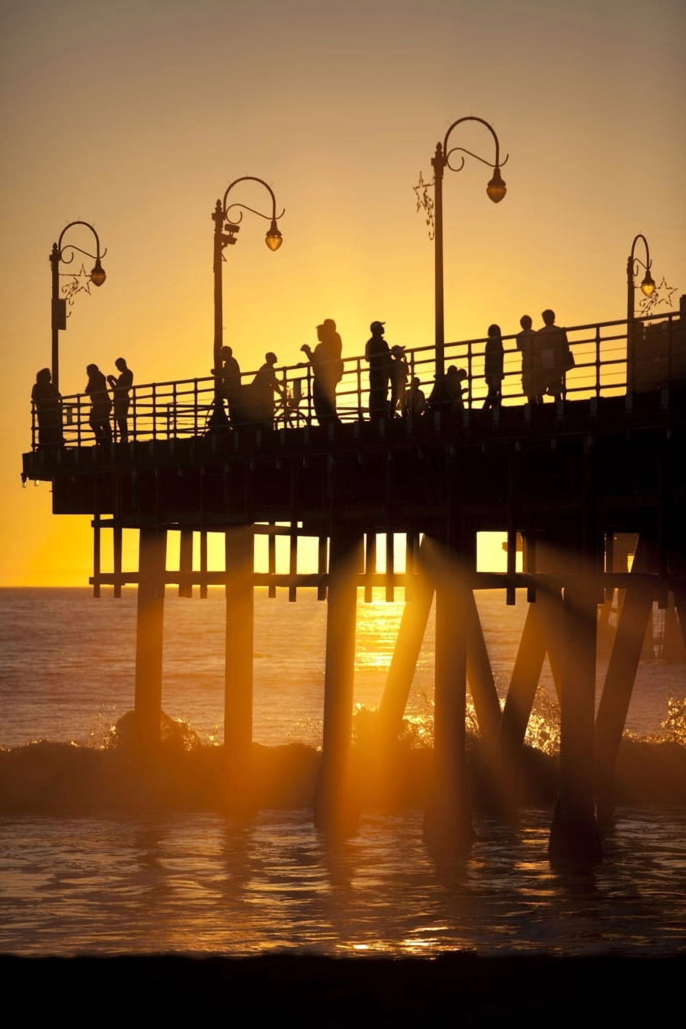 Santa Monica Pier At Sunset Los Angeles California Canvas Art - Mathieu Dupuis Design Pics (22 x 34)