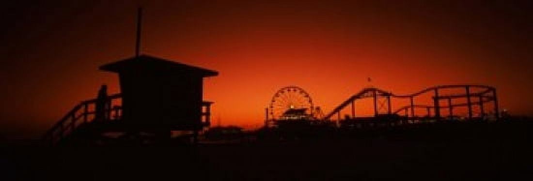 Santa Monica Pier Santa Monica Beach Santa Monica California USA Canvas Art - Panoramic Images (18 x 7)