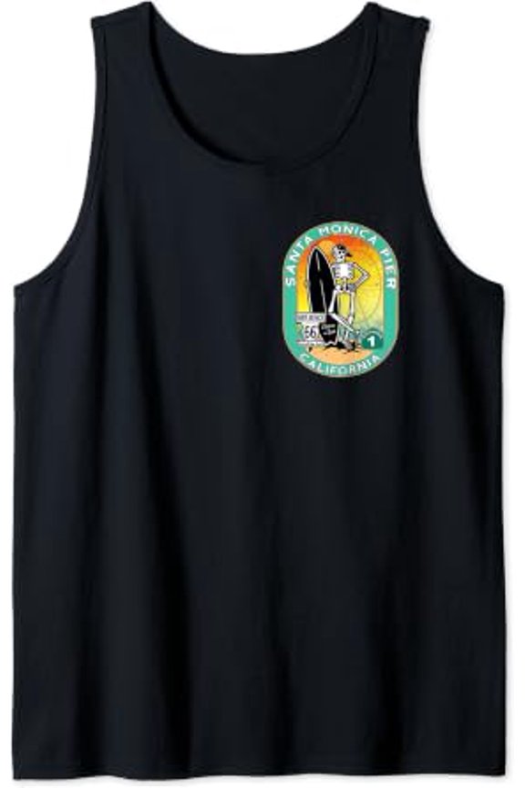 Santa Monica Pier Us Highway 66 Meets Pch California Route 1 Tank Top Size S-3XL