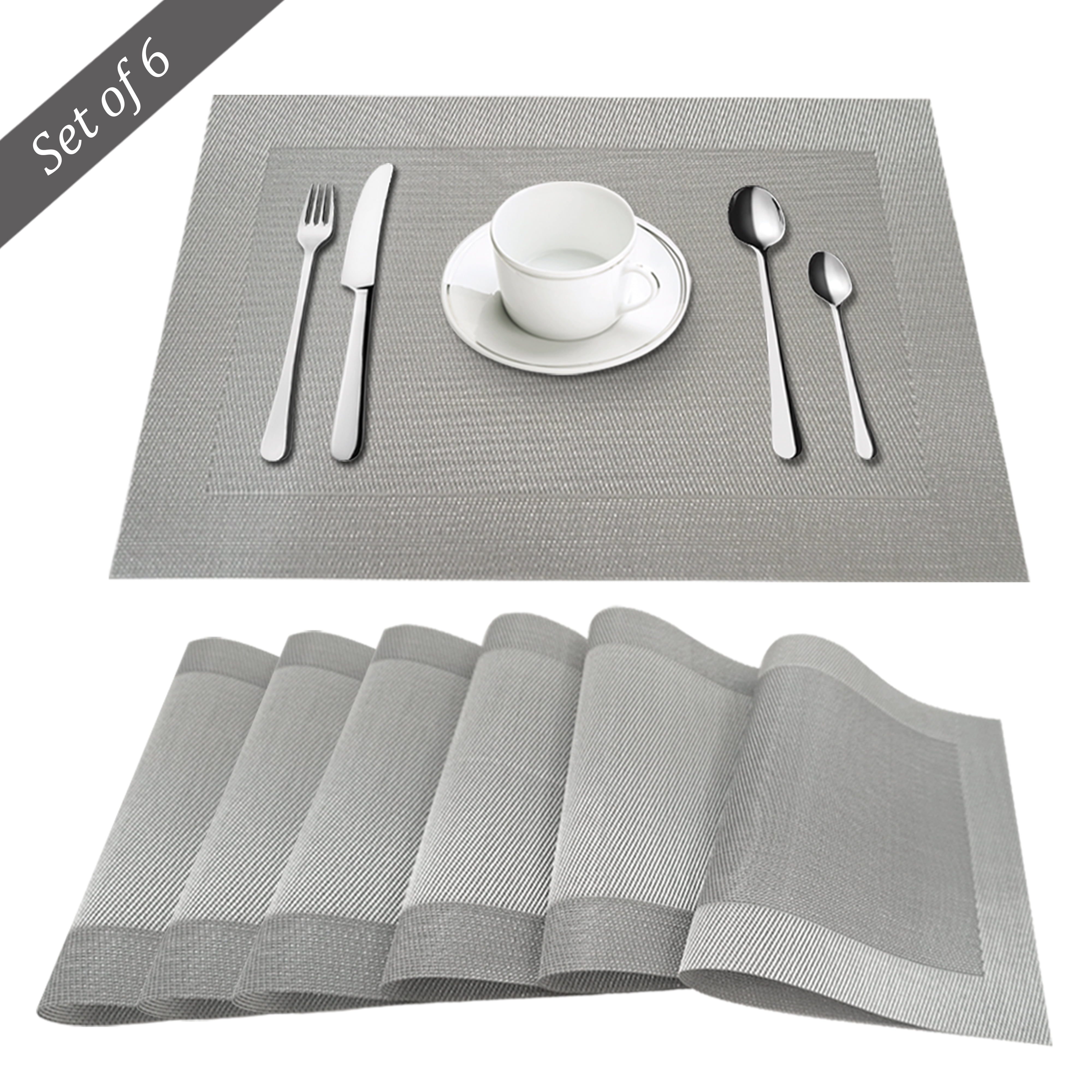 Santa Monica Placemat Set Of 6 In Silver