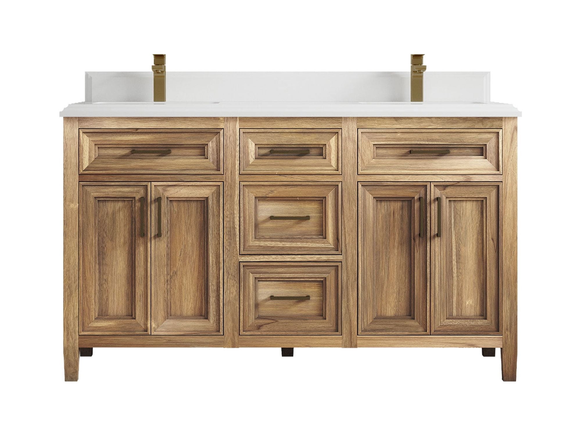 Santa Monica Solid Teak 60 in. W x 22 in. D Double Sink Bathroom Vanity ...
