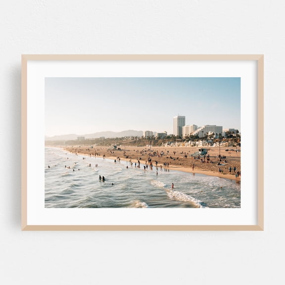 Santa Monica Summer - Santa Monica California Photography Oak Framed Wall Art Print 12 x 18 inches