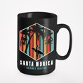 thumbnail image 1 of Santa Monica Summer Surfing with Palm Trees & Surfer, Black 15oz Ceramic Mug, 1 of 5