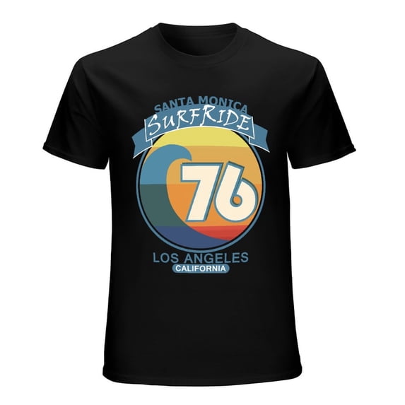 Santa Monica Surfride 76 Men’s Graphic T-shirt Vintage Short Sleeve Sport Tee Black M