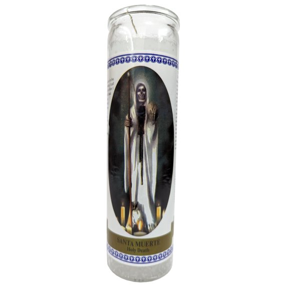 Santa Muerte (Holy Death) 8" Tall Glass Pillar