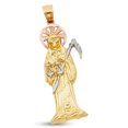 thumbnail image 1 of Santa Muerte Pendant Solid 14k Yellow White Rose Gold Angel Of Death Charm Grim Reaper 38 x 15 mm, 1 of 1