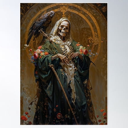 Santa Muerte Poster Wall Art, Modern Wall Decor For Living Room Bedroom, 8x12 UNFRAMED