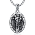 thumbnail image 1 of Santa Muerte/Saint Jude/Virgin Mary/St Benedict 925 Sterling Silver Miraculous Medal Religious Amulets Necklace Religious Protector Talisman Jewelry Gifts for Men Women, 1 of 6