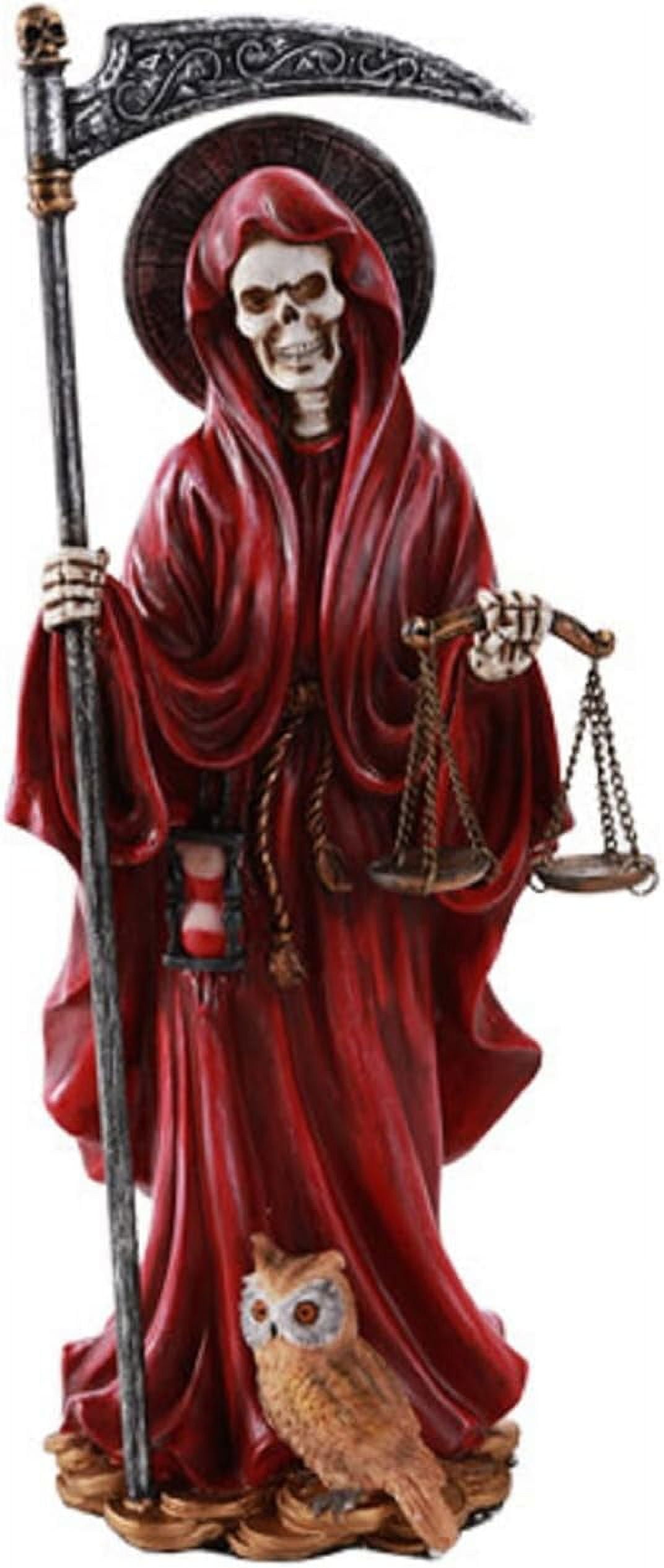 Santa Muerte Saint Of Holy Death Standing Religious Statue 10 Inch (Red