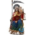 thumbnail image 1 of Santa Muerte Saint of Holy Death Seven Powers Religious Resin Statue Figurine (Seated 9"), 1 of 2