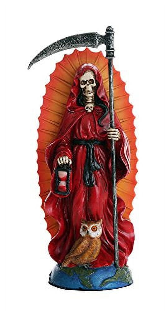 Santa muerte statue white 9 inch Holy Death statue Grim Reaper Santisima muerte on money stand housewarming gift