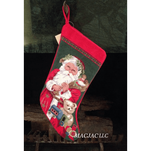 Santa Needlepoint Christmas Stocking MACJACLLC Weight 1 lb