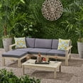 thumbnail image 1 of Santa Otis Outdoor 3 Seater Acacia Wood Sofa Sectional with Cushions, Light Gray and Dark Gray, 1 of 4