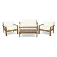 thumbnail image 1 of Santa Otis Outdoor 4 Seater Acacia Wood Chat Set with Cushions, Teak and Cream, 1 of 10