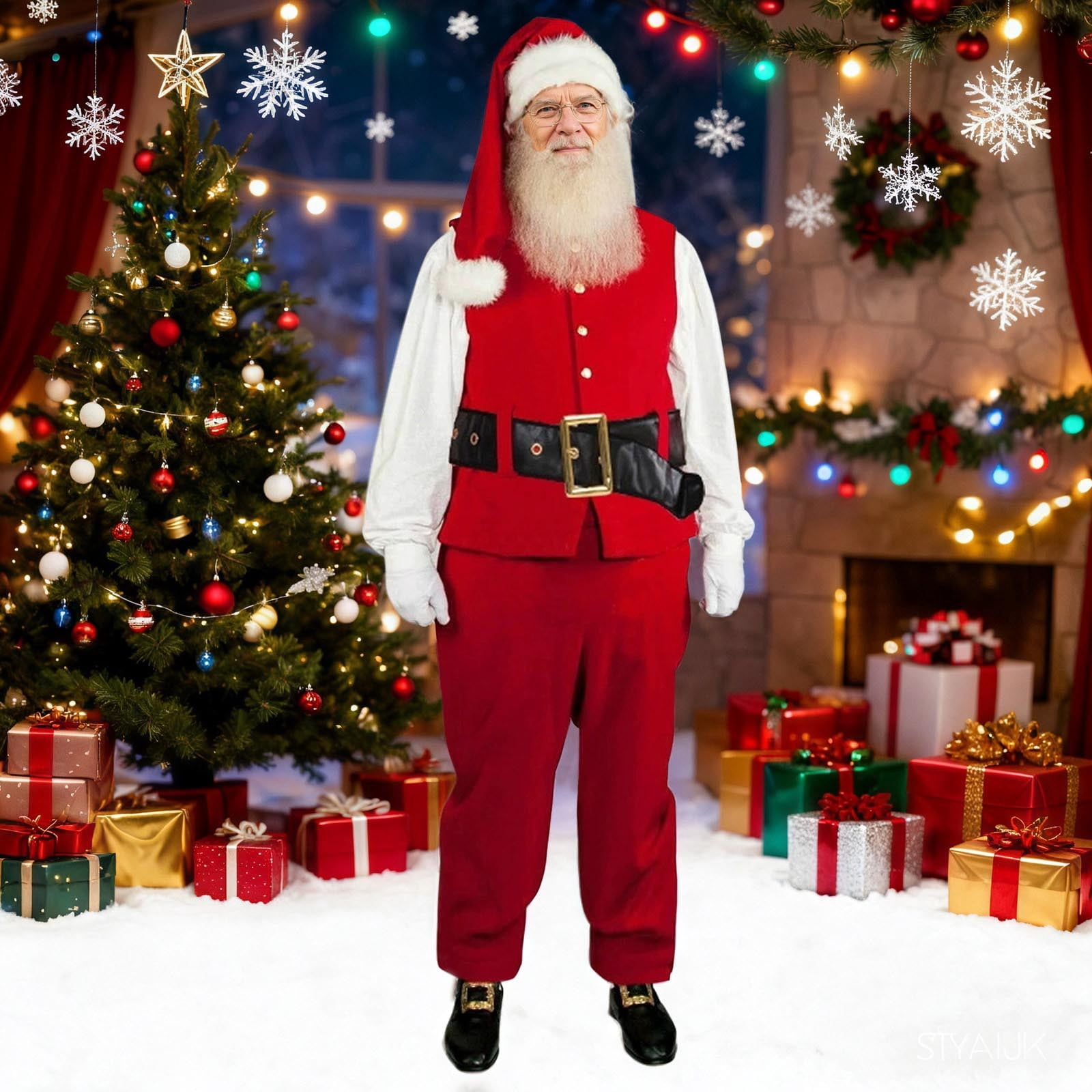 Santa Outfits for Men Adult Santa Suit with Top Pants Hat Beard and — free download