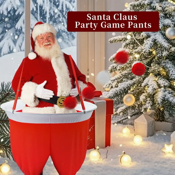 Santa Pants Snowball Fight Red and White Christmas Snowball Toss Activity Game with 20 Xmas Snow Balls Party Toss Game for Families Yard Indoor Outdoor