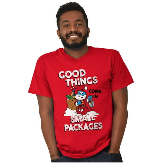 Santa Papa Smurf Christmas Presents Men's Graphic T Shirt Tees Brisco Brands S