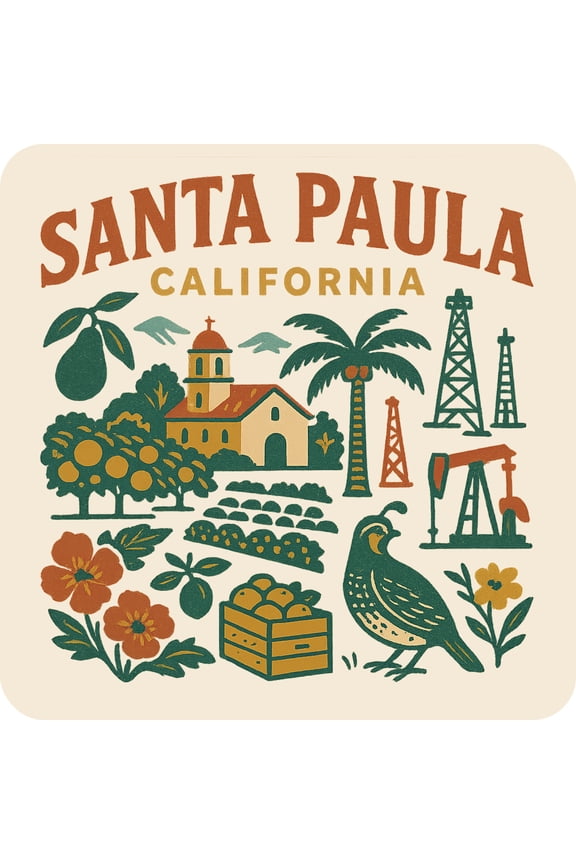 Santa Paula California Keepsakes Souvenir Vinyl Sticker – Destination Travel Keepsake Collectible (3-Inches Wide)