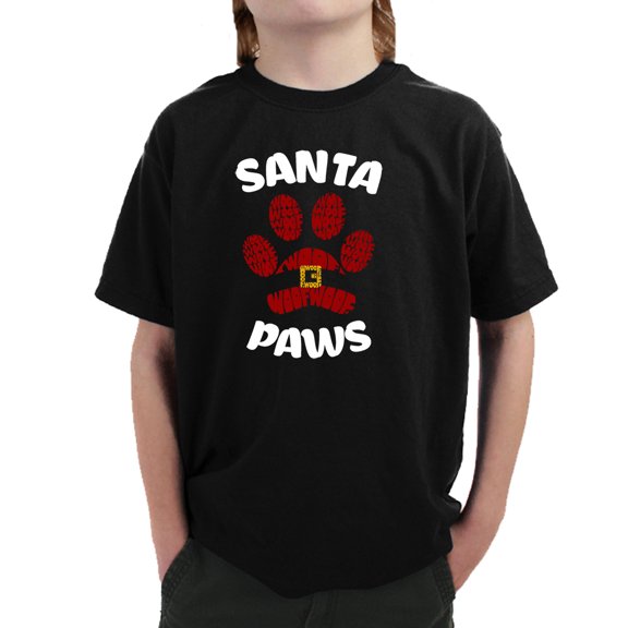 Santa Paws - Boy's Word Art T-Shirt