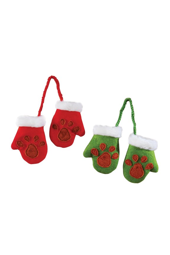 Santa Paws Pair Mittens Ornament A/2